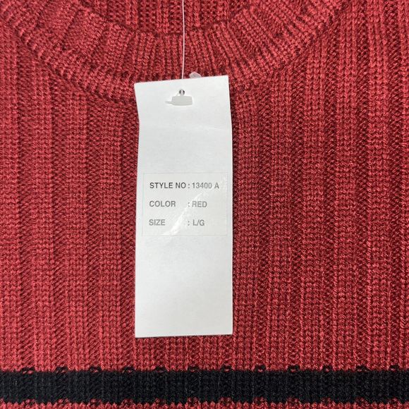 NWT Ferruche Mens Sz L Burgundy Crewneck Knitted Pullover Long Sleeve Sweater‎ - Picture 4 of 6